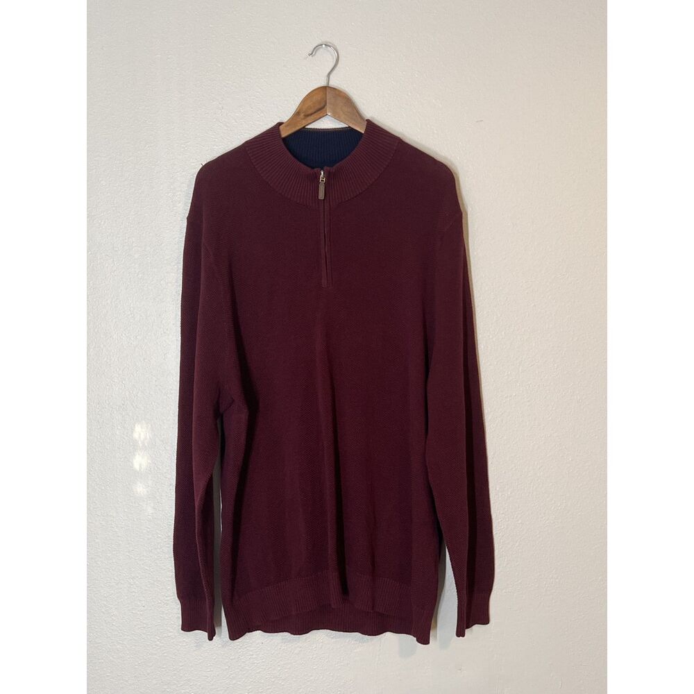 NWT Club Room 100% Cotton Burgundy 1/4-Zip Pullover Sweater/Size Men's XXL